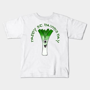 Happy St David's Day Leek Welsh Wales Funny Kids T-Shirt